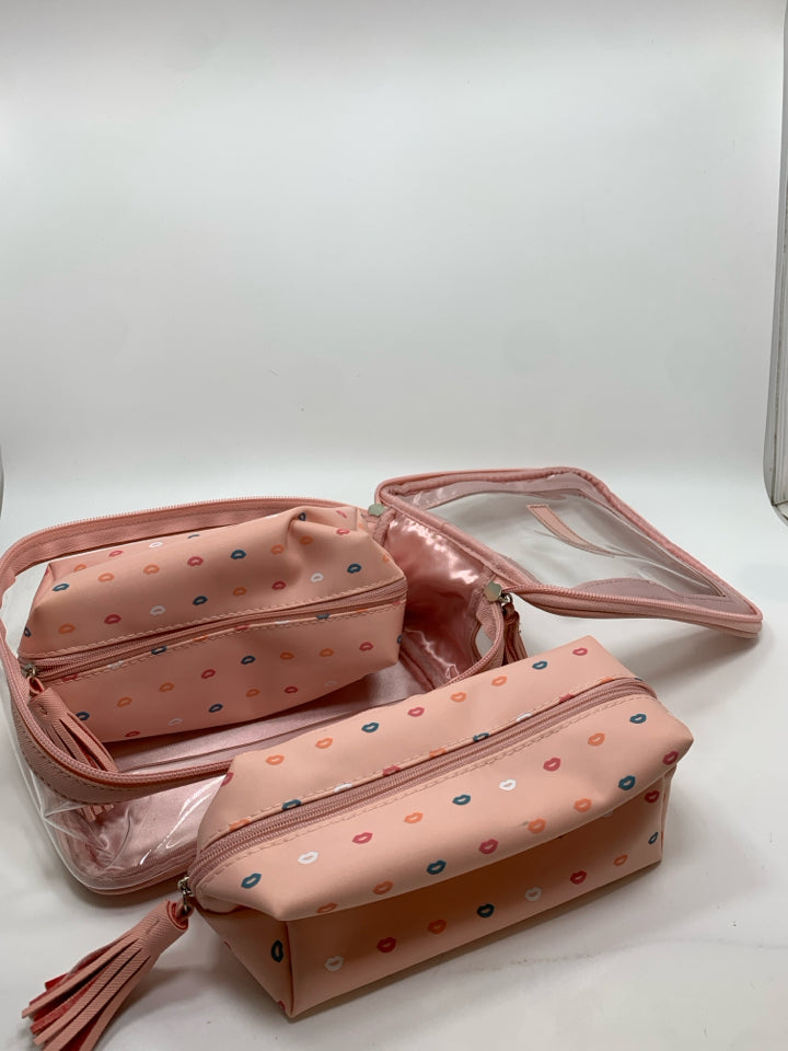 3PC PINK TRAVEL POUCH KIT.