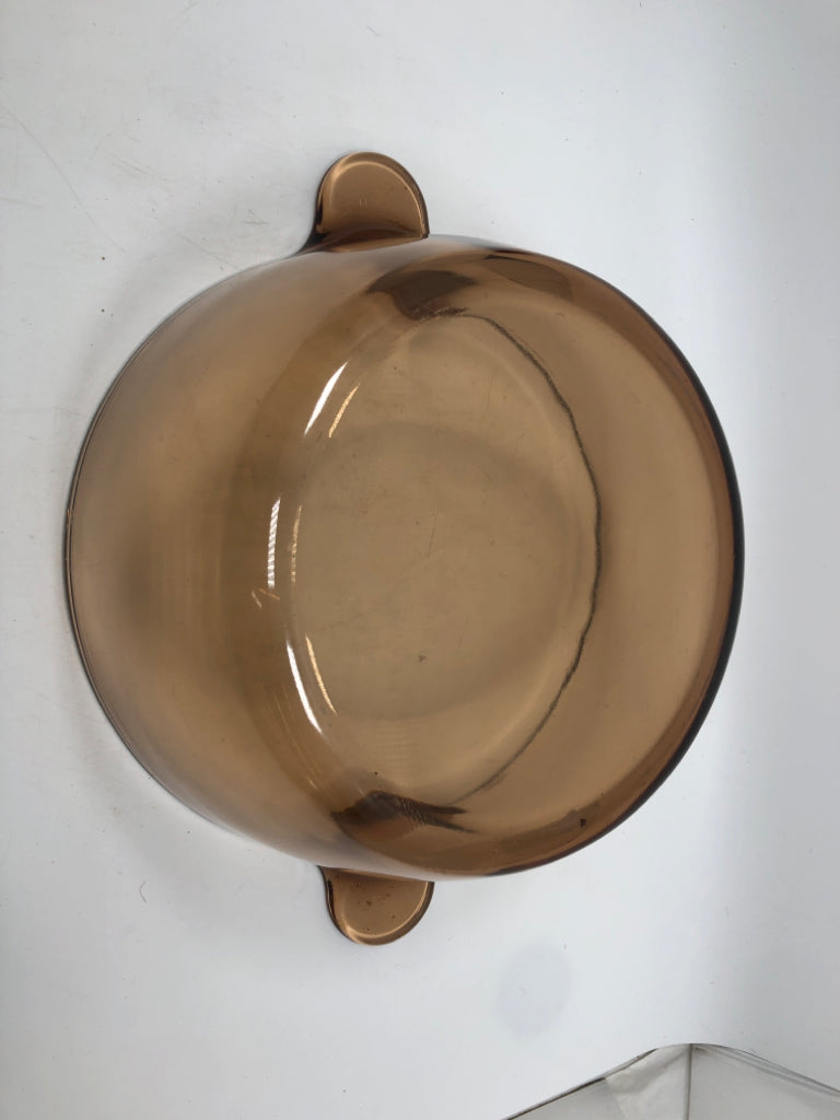 VTG VISIONS AMBER GLASS DUTCH OVEN.