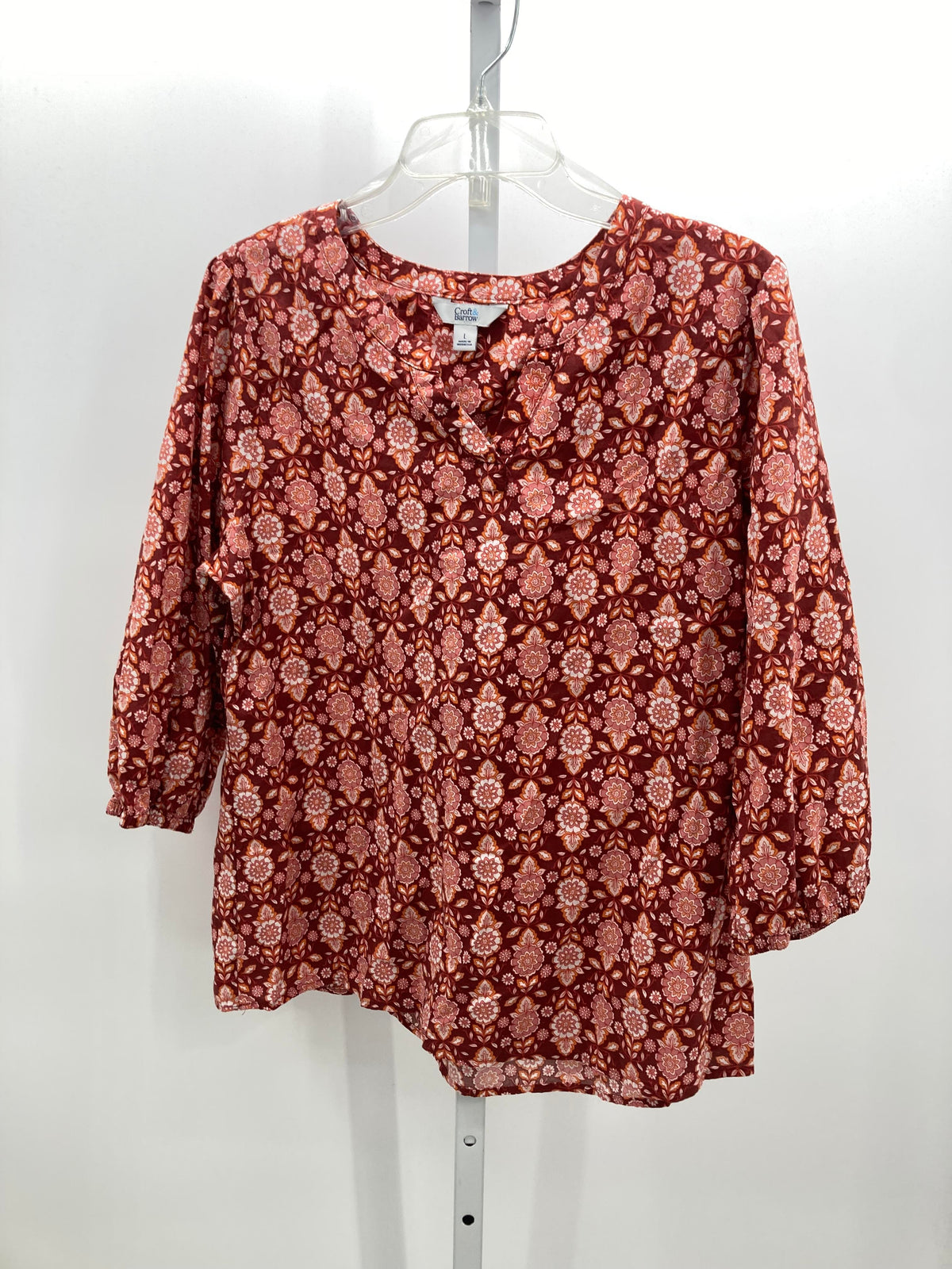 Croft & Barrow Size Large Misses 3/4 Sleeve Shirt