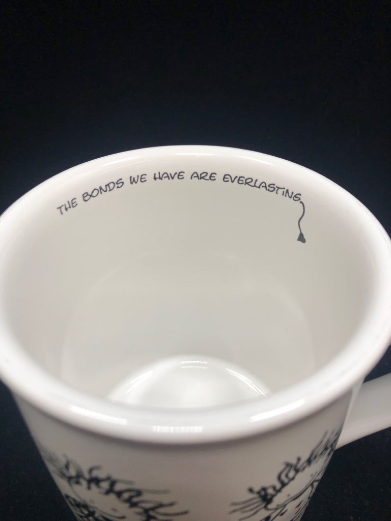 "FRIENDS" B&W DOODLE MUG.