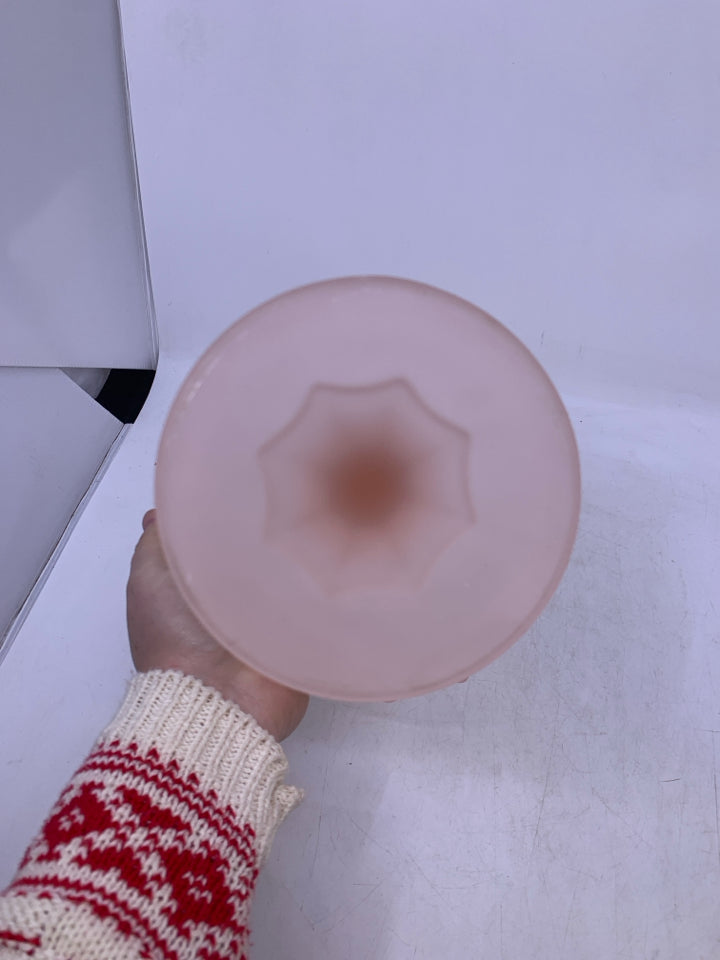 PINK FROSTED CENTERPIECE BOWL SCALLOP EDGE.