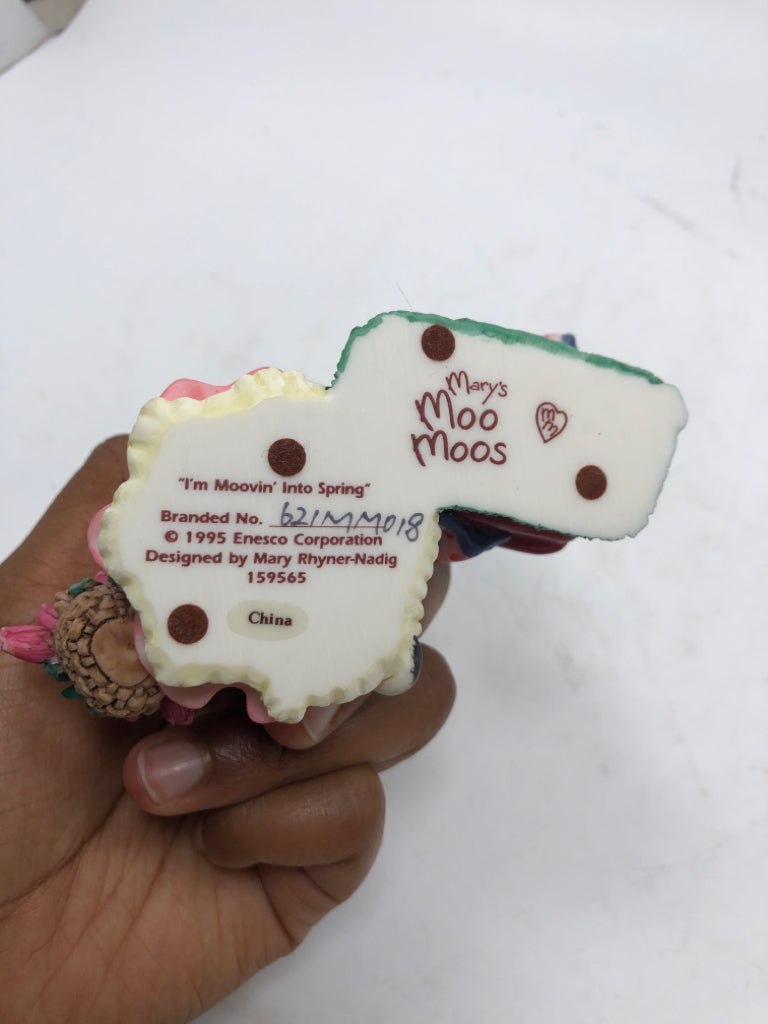 "I'M MOOVIN' INTO SPRING " MARY MOOMOOS FIGURINE.