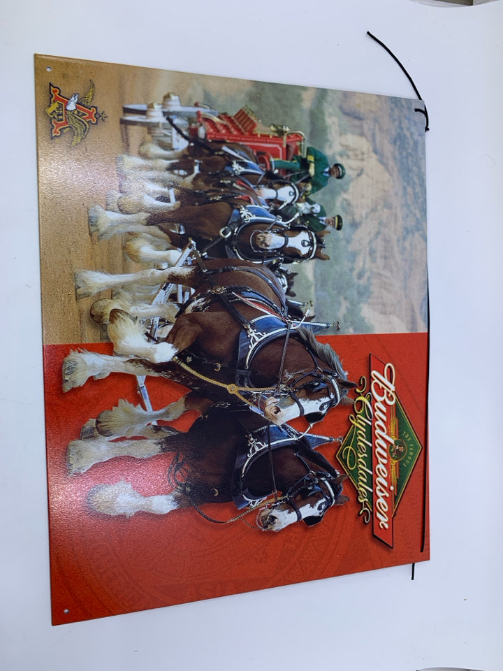METAL CLYDESDALES BUDWEISER SIGN.