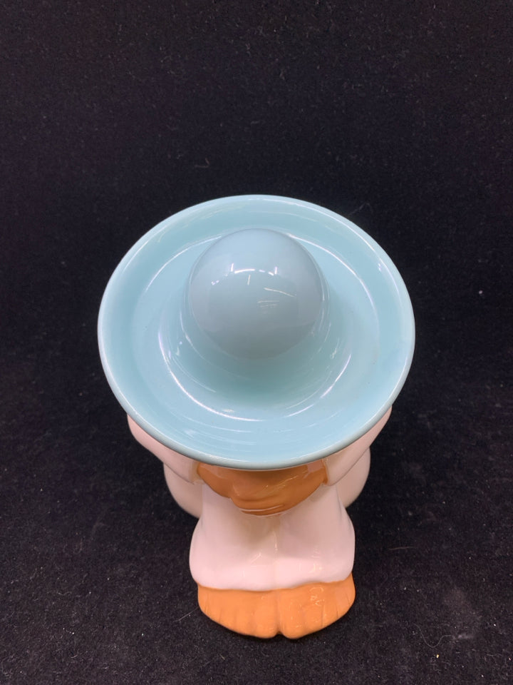 SLEEPING MAN WHITE W/TEAL SOMBRERO.