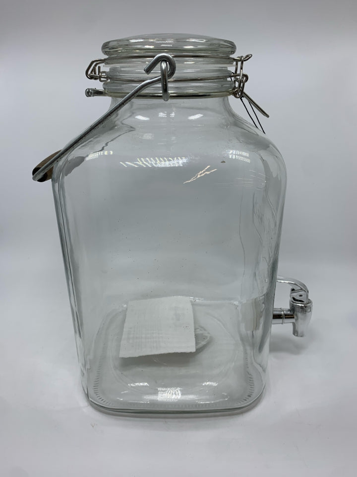 GLASS COLD DRINK DISPENSER W/LOCKING FLIP LID.