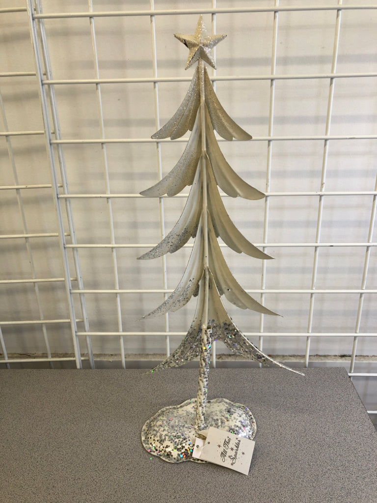 WHITE METAL SPARKLE TREE.