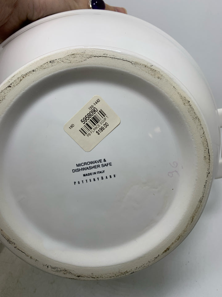 LARGE HEAVY SOUP TUREEN W/ LADLE & LID.