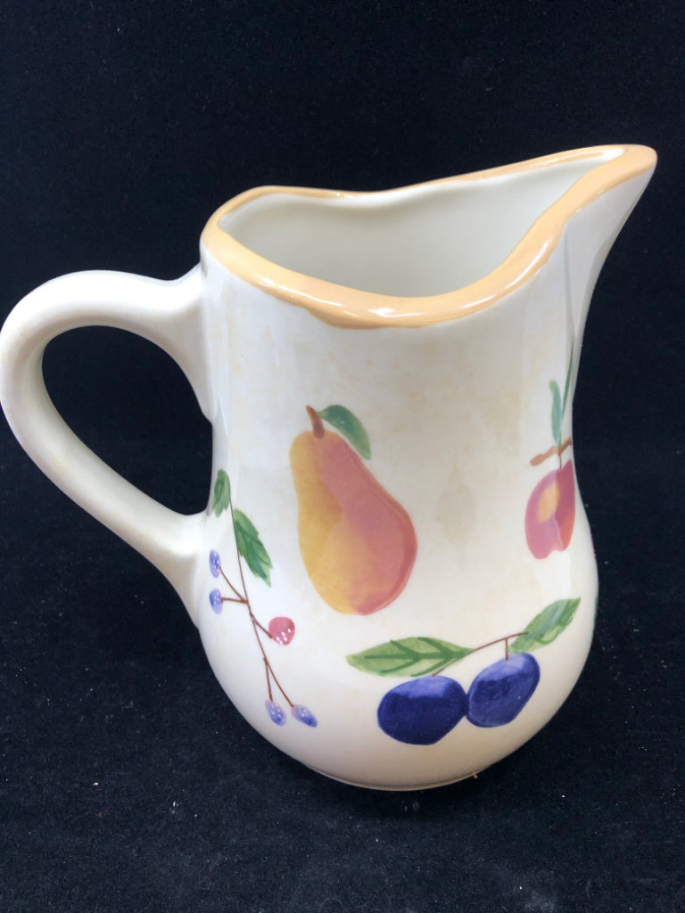 VTG TALL CREAM PITCHER FRUIT.