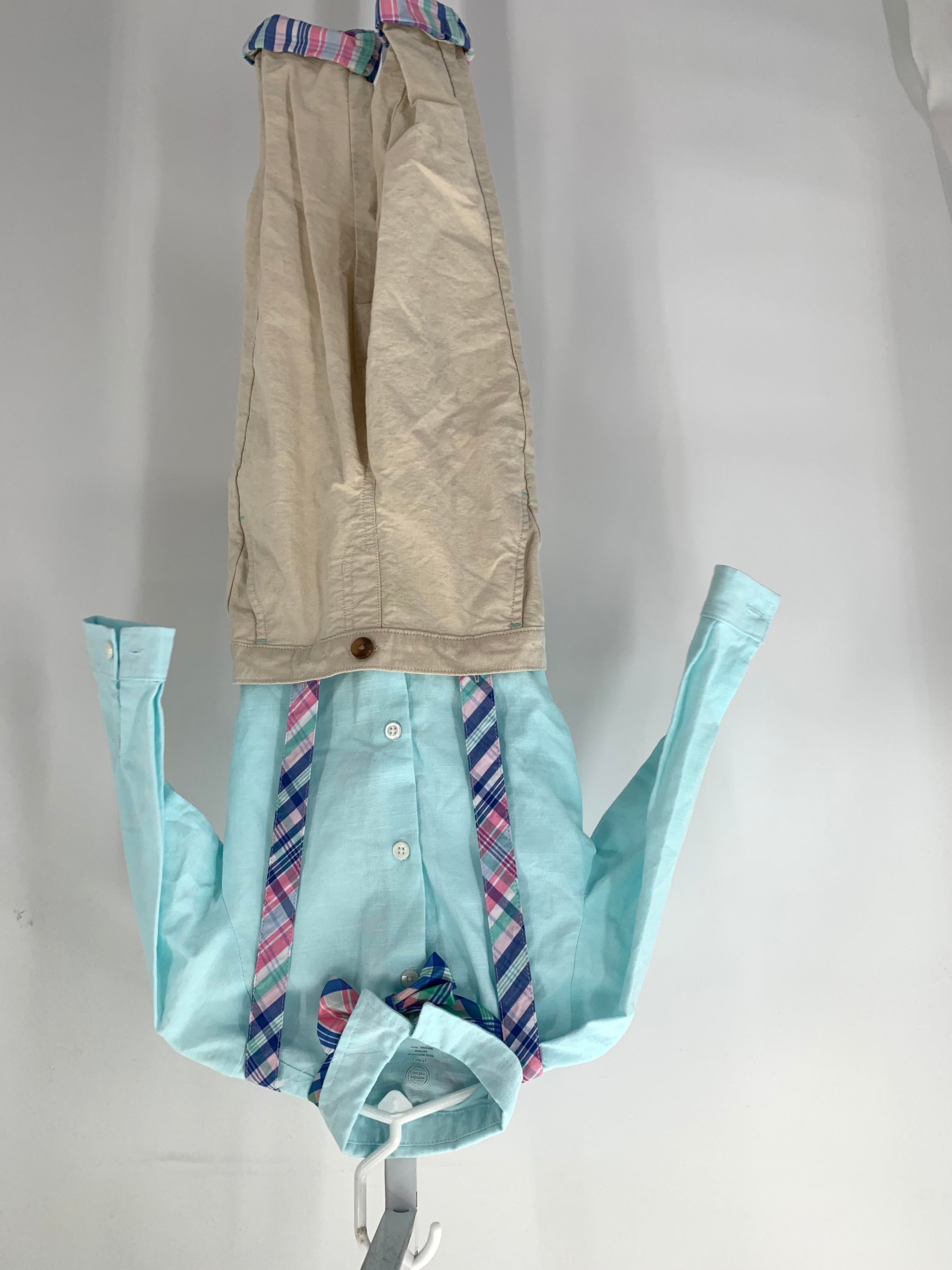 BTN DOWN SHIRT PANTS WITH SUSPENDERS AND BOW TIE