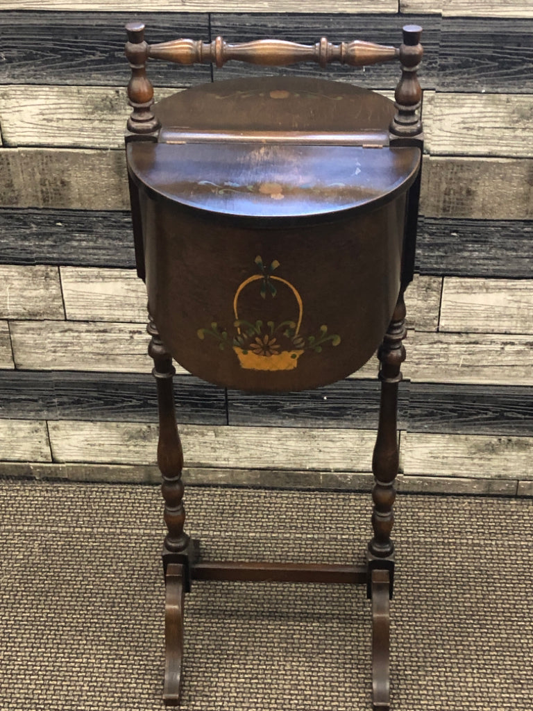 VINTAGE WOOD BOX ON LEGS- SEWING.