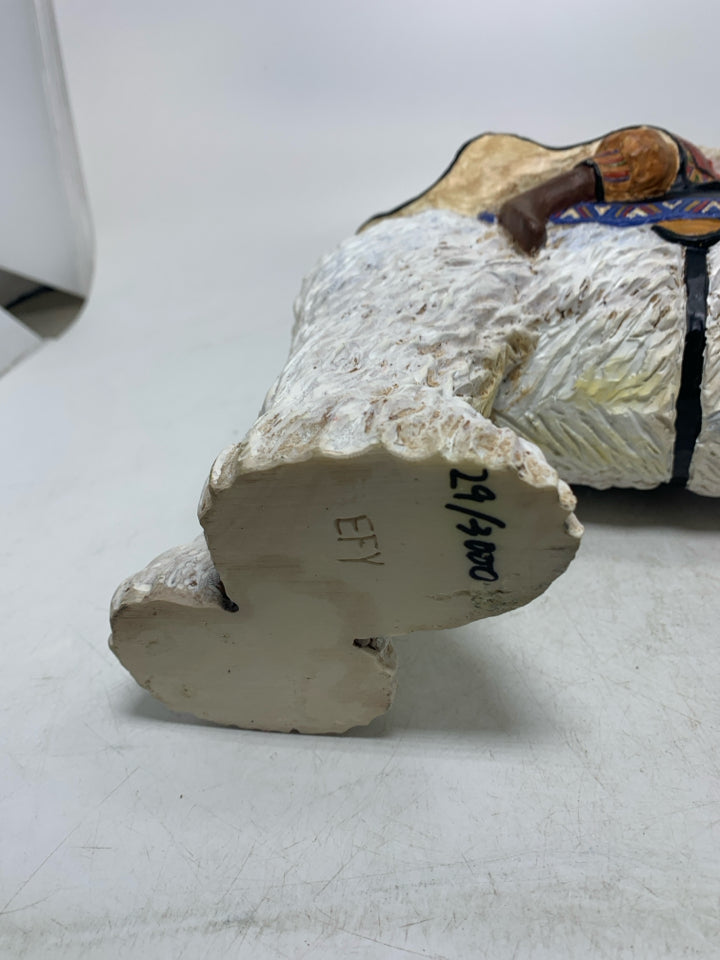 HEAVY ACRYLIC LARGE TEXTURED POLAR BEAR W/ SANTA RIDING.