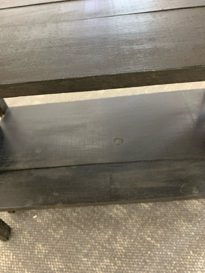 HAND-PAINTED 4-TIER BLACK SHELF.