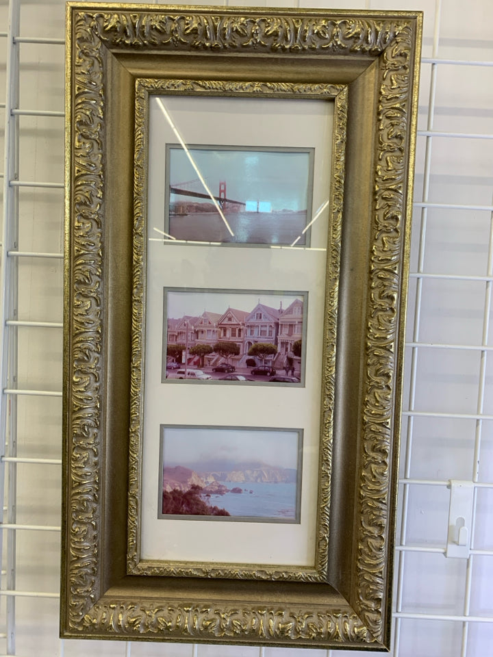 SAN FRANCISCO 3 PHOTOS IN GOLD FRAME WALL ART.