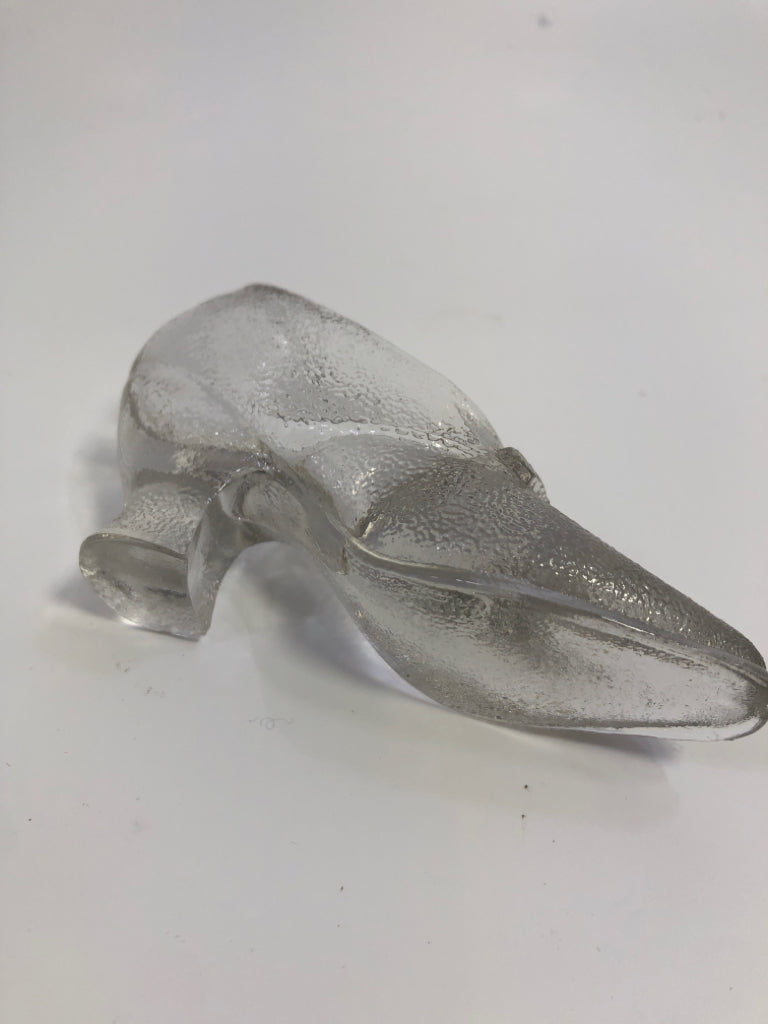 FROSTED CLEAR GLASS SLIPPER-GODINGER CRYSTAL LEGENDS.