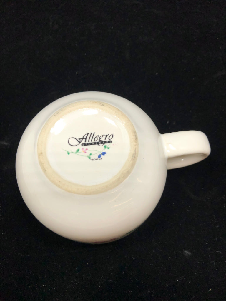 4 ALLEGRO FLORAL STONEWARE MUGS.
