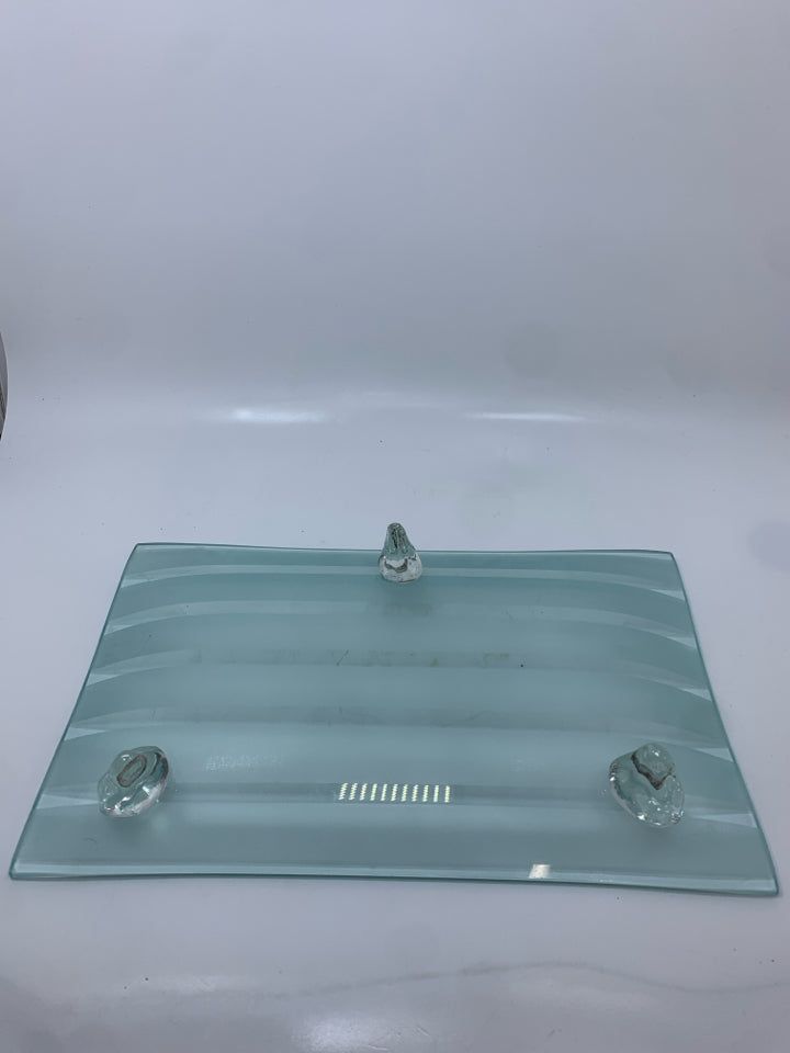 FROSTED GLASS FOOTED TRAY.