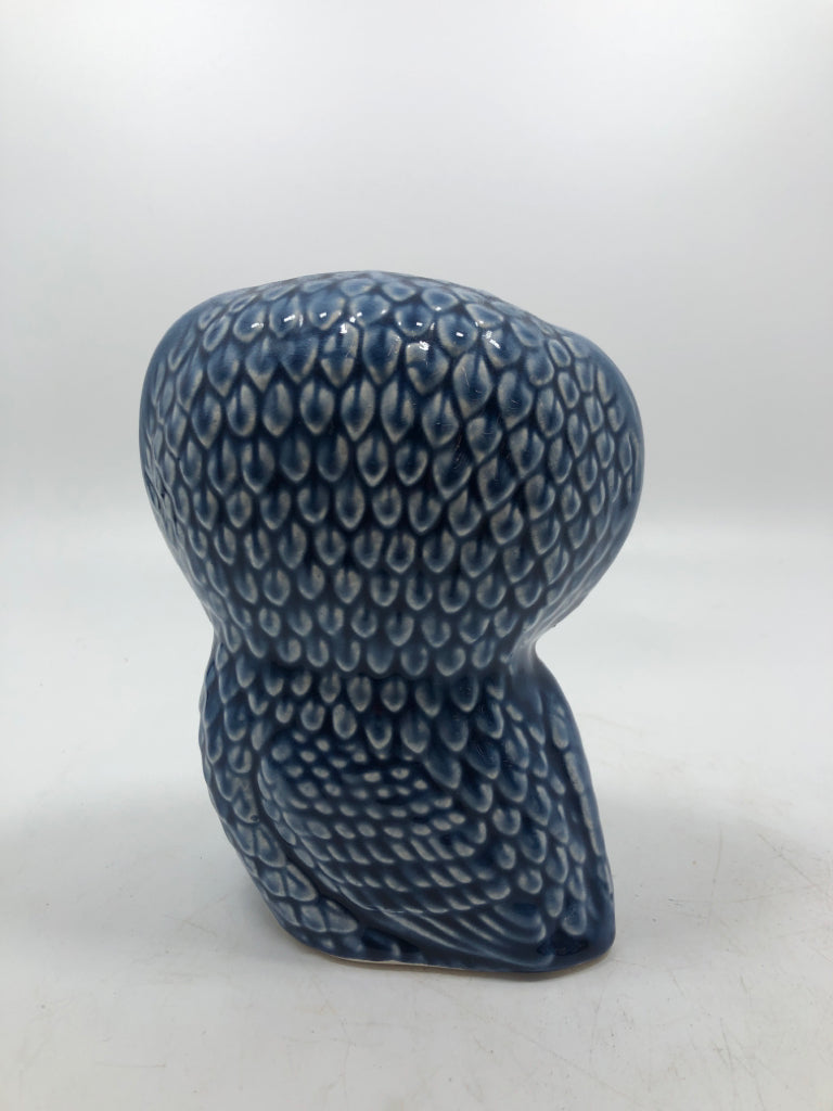 BLUE/GREEN GLAZED OWL FIGURE.