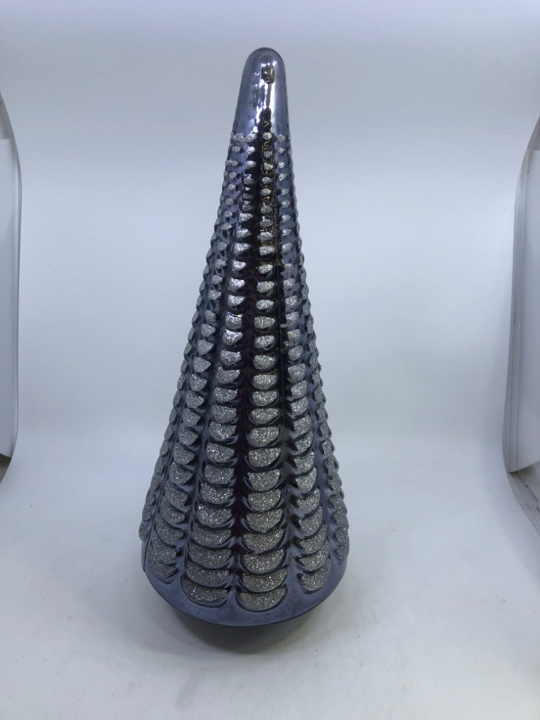 PURPLE GLASS TREE W/GLITTER.