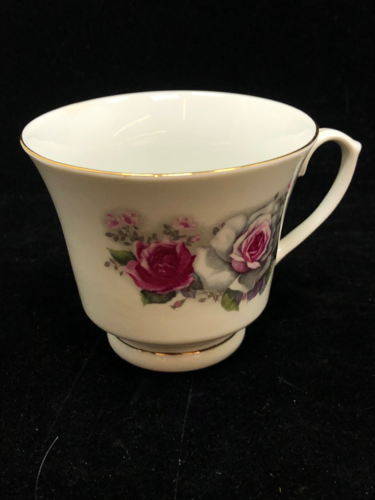 GRAY ROSE TEA CUP & SAUCER.