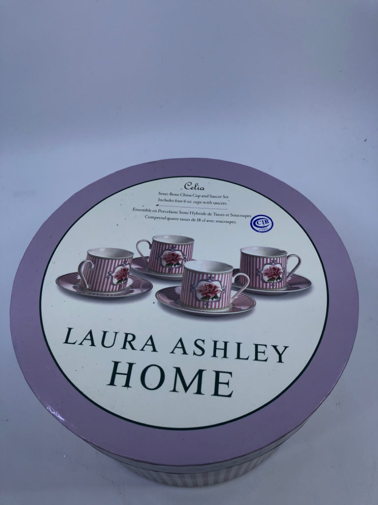 LAURA ASHLEY TEACUP/SAUCER SET W/BOX.