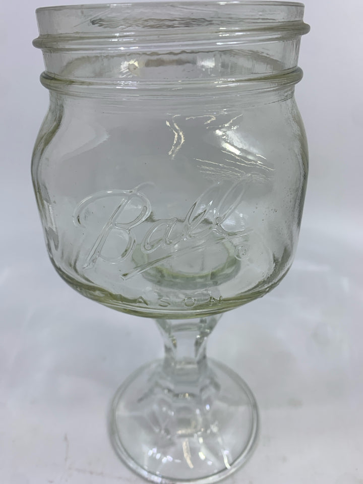 MASON JAR WINE GLASS.