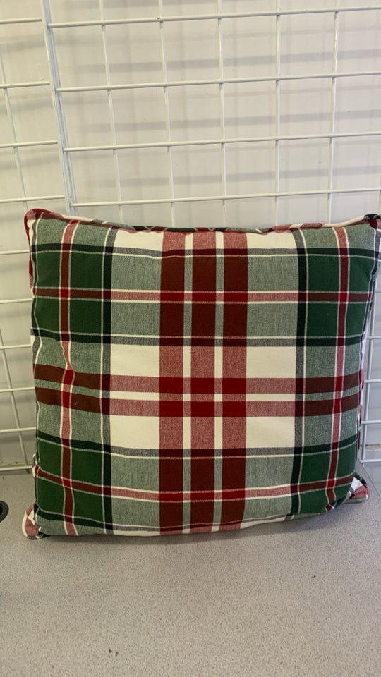 GREEN/RED PLAID PILLOW.