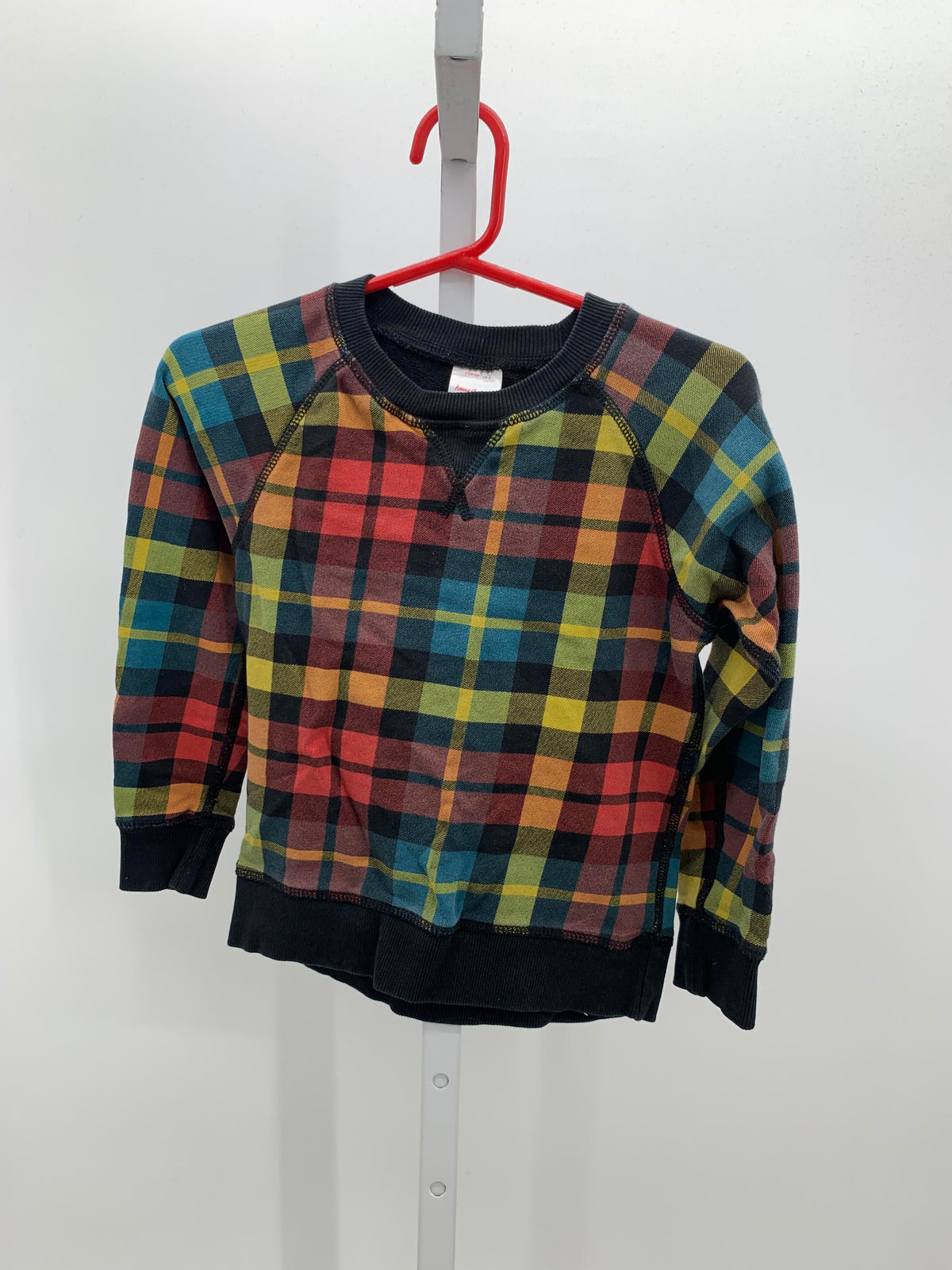 PLAID CREWNECK SWEATSHIRT