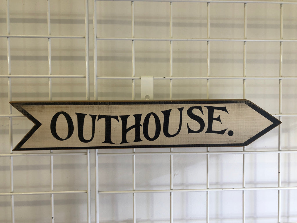 OUTHOUSE ARROW CREAM WALL HANGING.