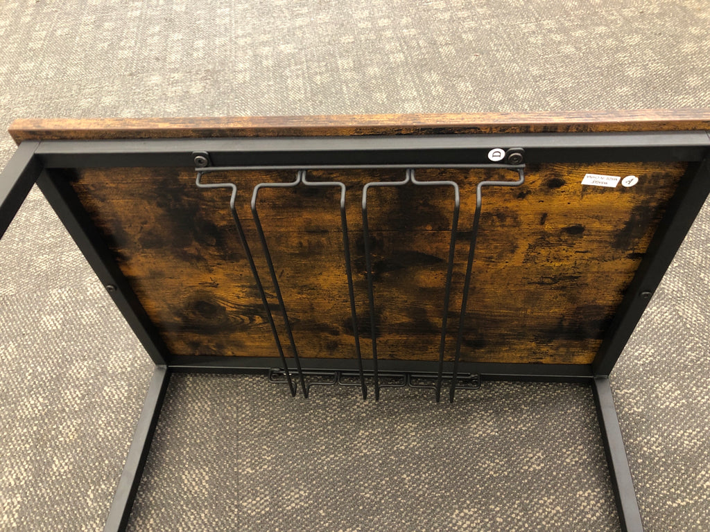 LIGHT WHITE FAUX WOOD/METAL BAR CART.