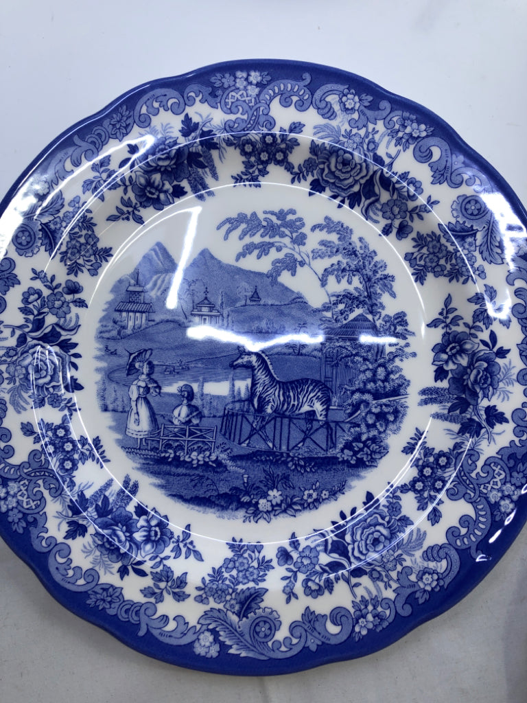 6 SPODE BLUE COLLECTION DINNER PLATE SET.