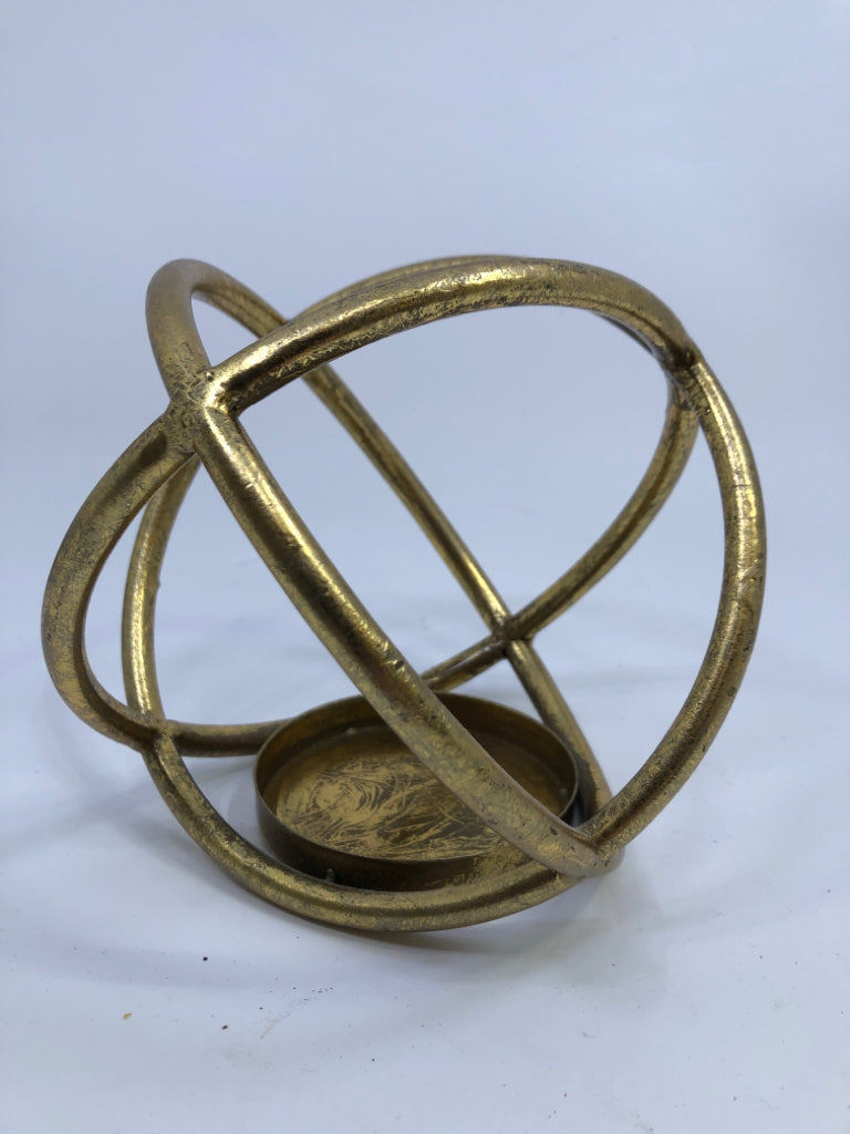 GOLD BALL CANDLE HOLDER SHELF DECOR.