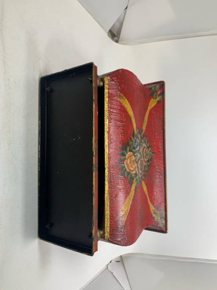 LIGHTWEIGHT PAINTED FLOWERS METAL PLANTER.