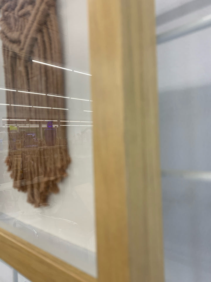 MACRAME BOHO IN WOOD SHADOW BOX.
