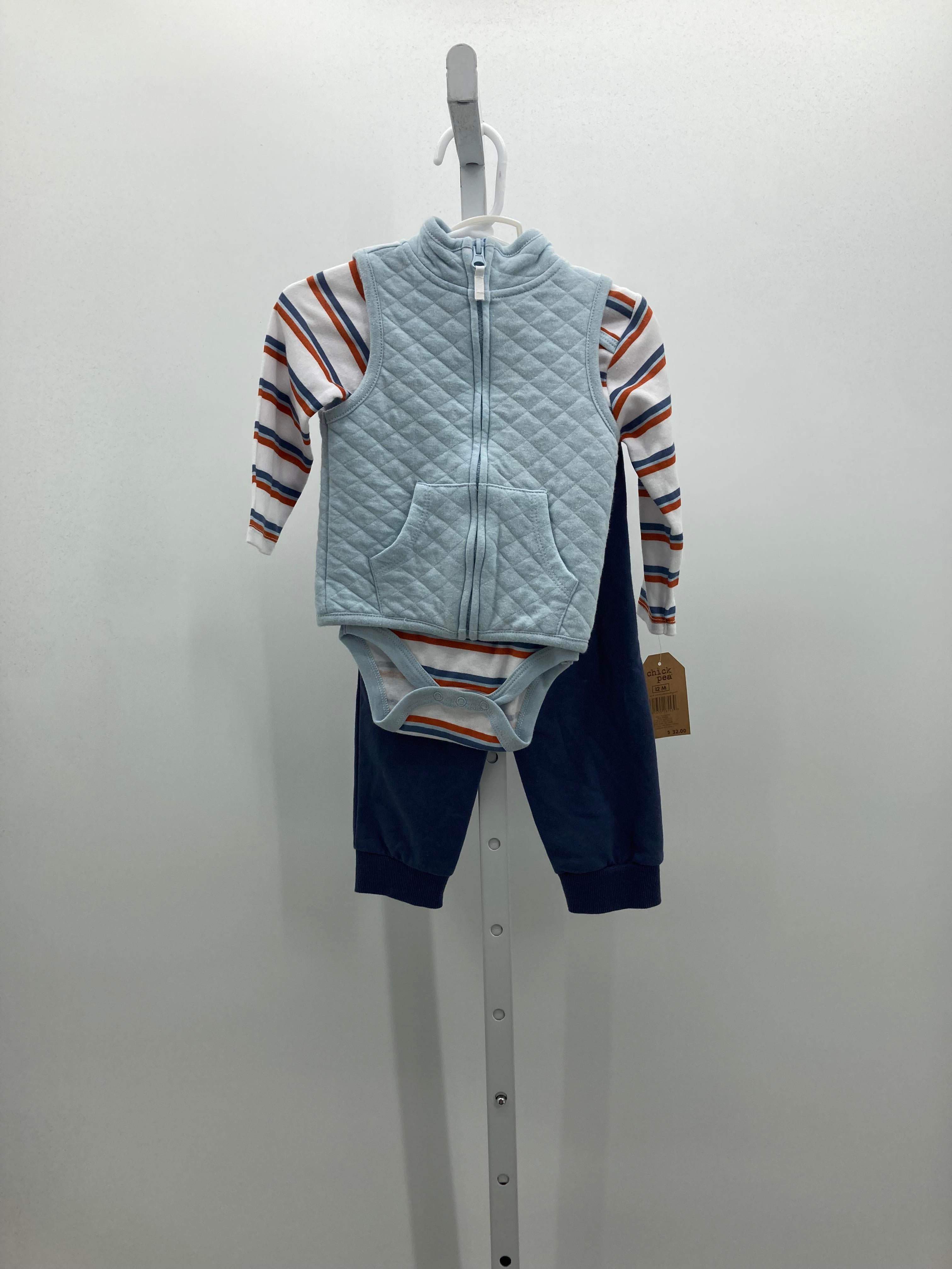NEW QUILTED VEST STRIPE SHIRT BLUE PANTS