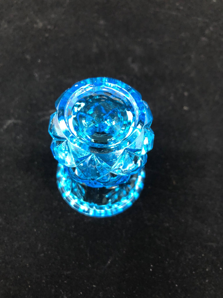 BLUE CUT GLASS TOOTHPICK HOLDER.