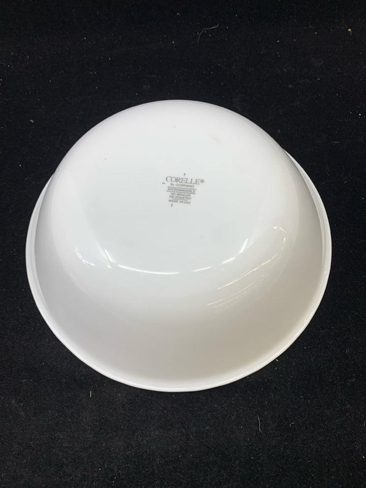 WHITE CORELLE GREEN EDGE BOWL.
