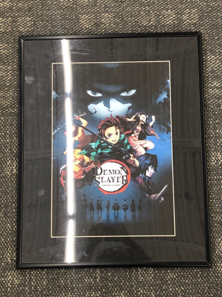 DEMON SLAYER PRINT IN BLACK FRAME.