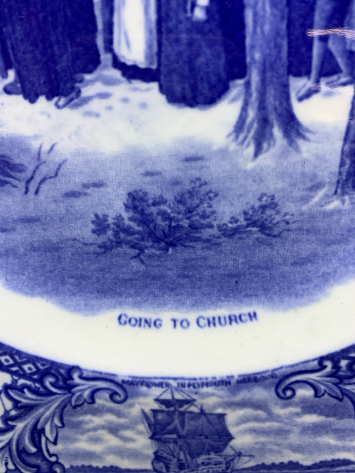 VTG BLUE AND WHITE GOING TO CHURCH PLATE.