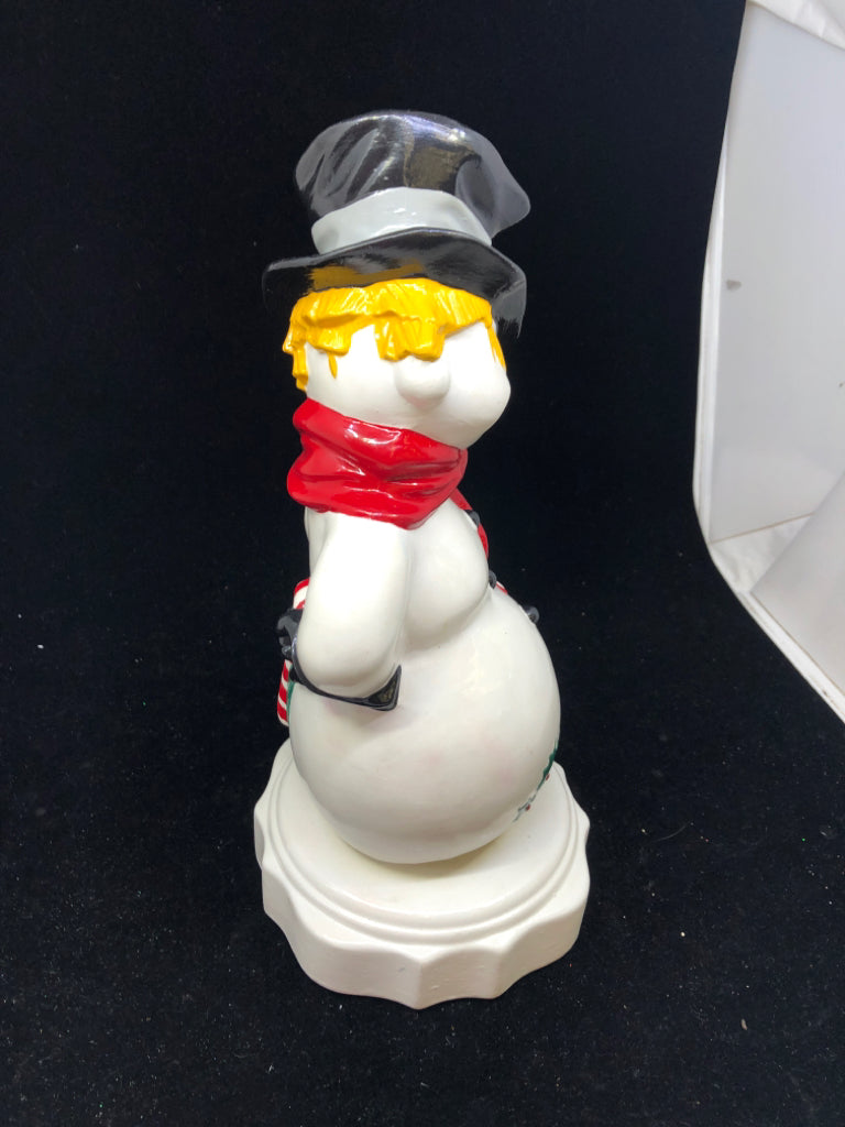 CERAMIC MUSICAL SNOWMAN.