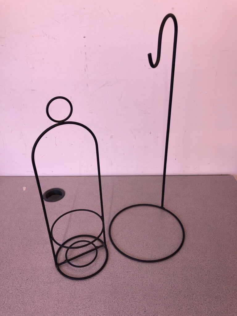 2 PC METAL JAR CANDLE HOLDER WITH BASE.
