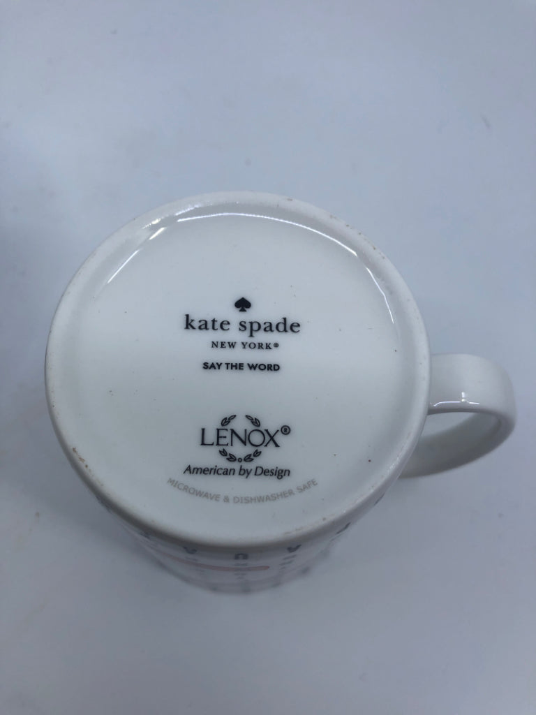 2 LENOX KATE SPADE CROSSWORD + WORD SEARCH MUG SET.