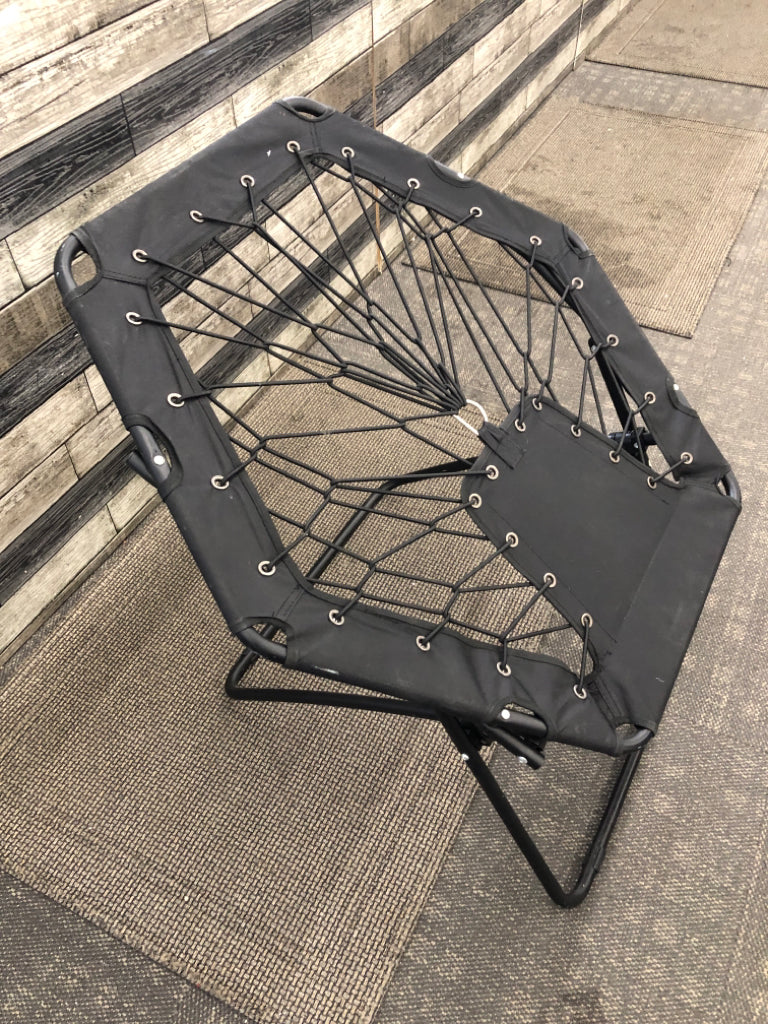 BLACK BUNGEE CHAIR HEXAGONAL FOLDABLE.