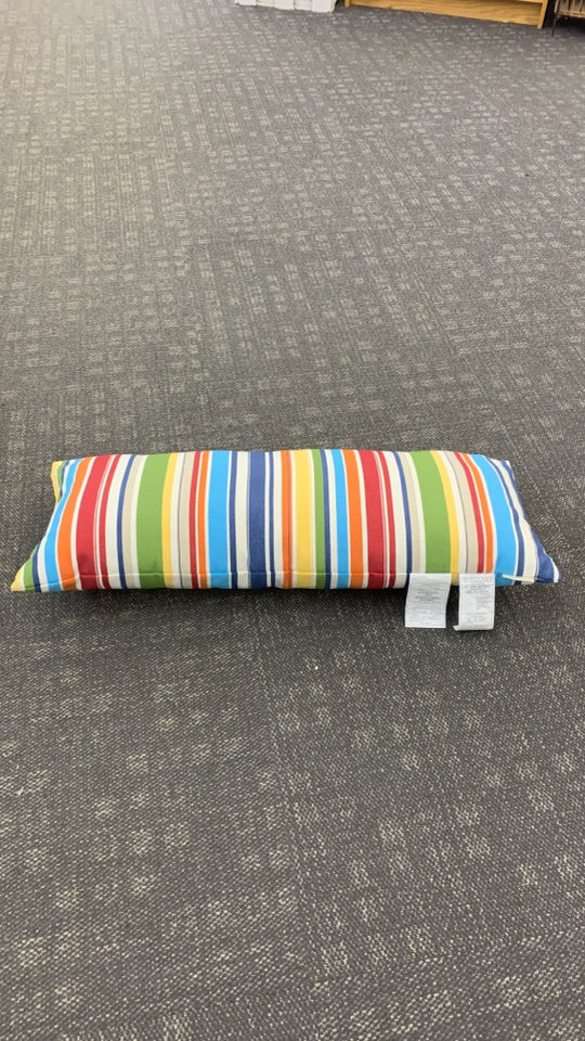 MULTI-COLORED STRIPED LONG POTTERY BARN PILLOW.