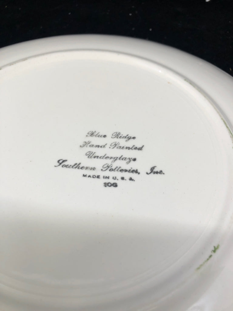 VTG CREAM FLORAL W GREEN ACCENT SERVER.