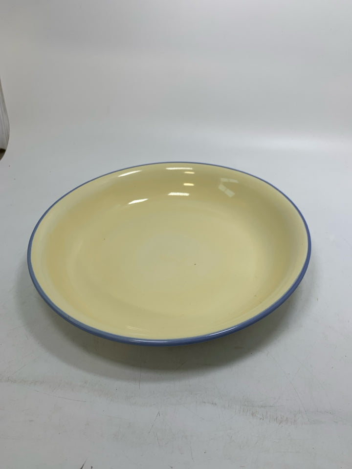SHALLOW YELLOW INSIDE FLORAL SERVING BOWL.