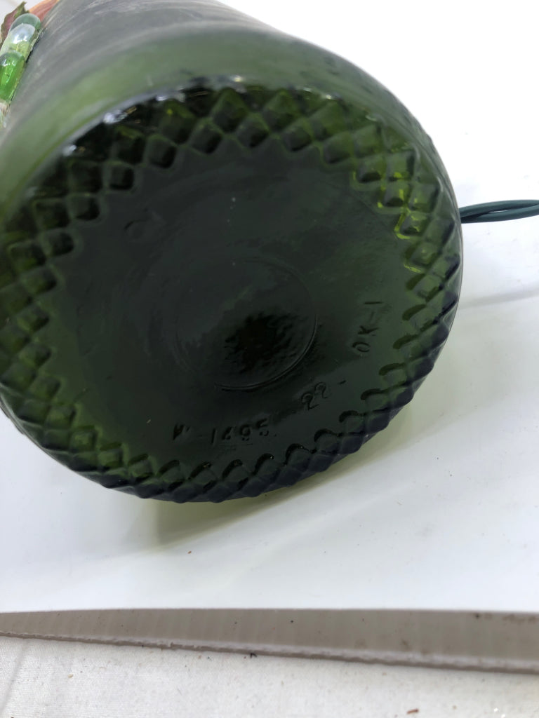 GREEN FROSTED LIGHT UP WINE BOTTLE.