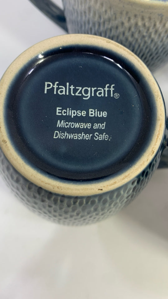 4 ECLIPSE BLUE PFALTZGRAFF COFFEE MUGS.