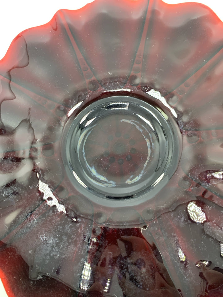 VTG RUBY RED GLASS PLATTER.