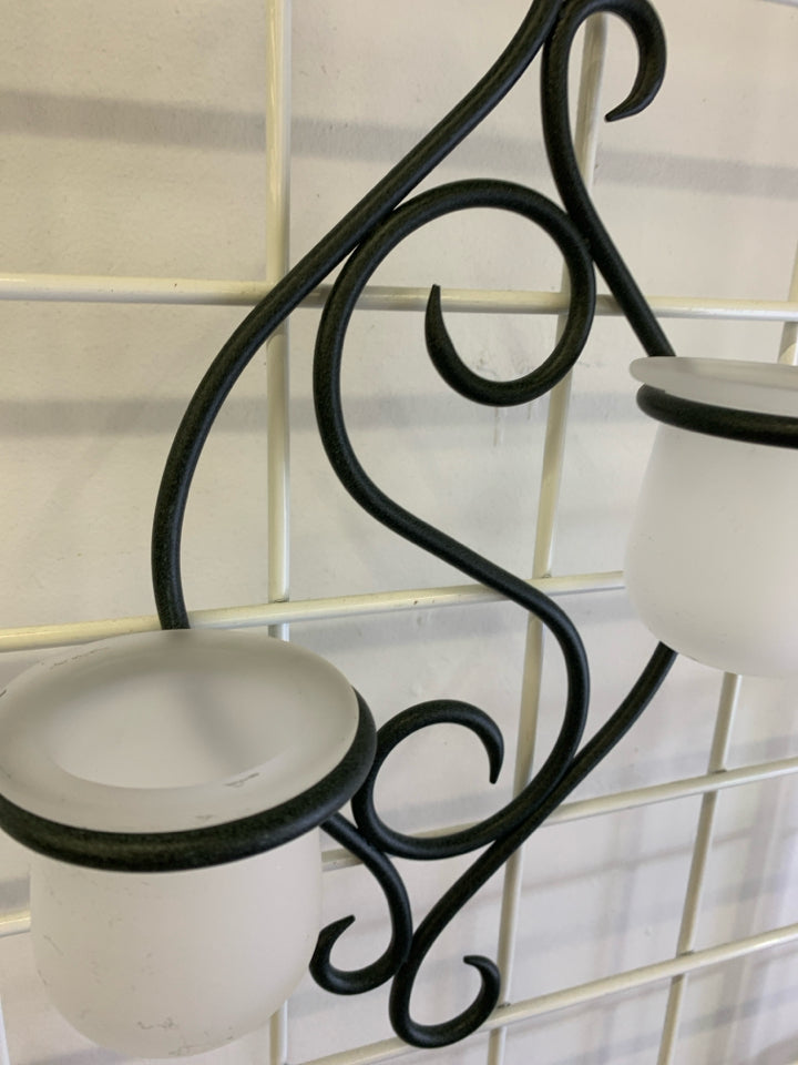 METAL SCROLL CANDLE HOLDER WALL SCONCE.