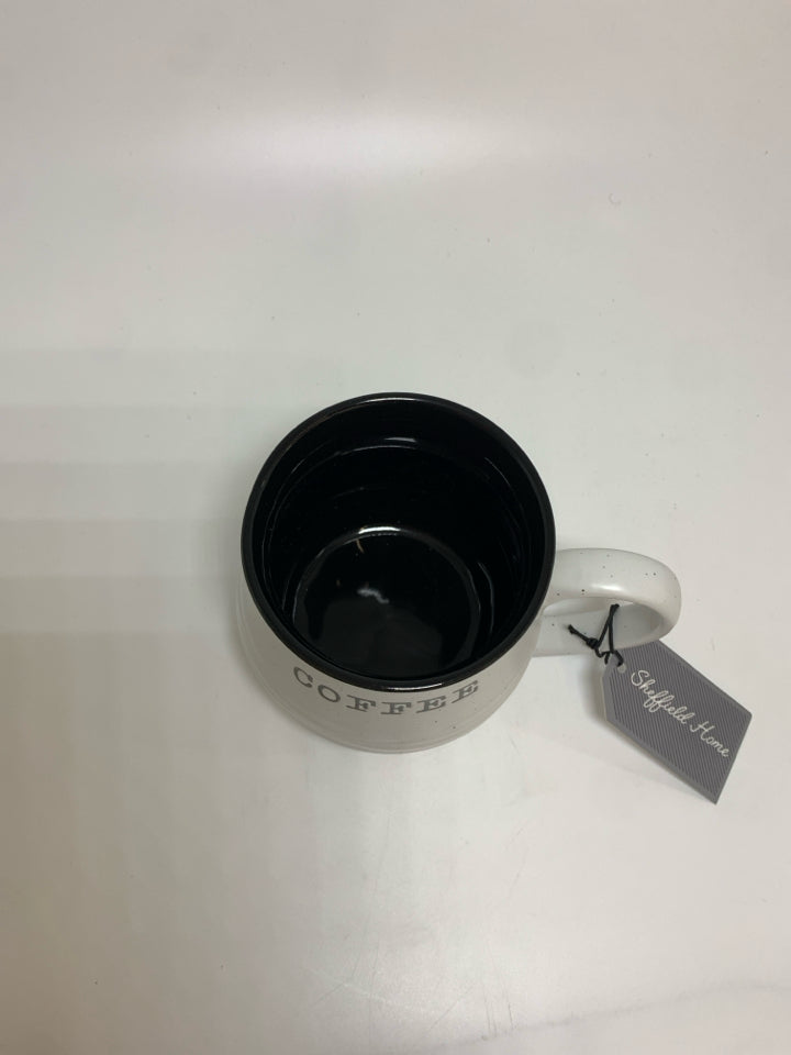 NWT SHEFFIELD HOME B&W SPECKLED COFFEE MUG.